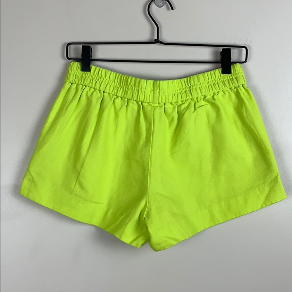 J Crew Factory Bright Green Yellow Cotton Shorts 2 - Picture 1 of 6